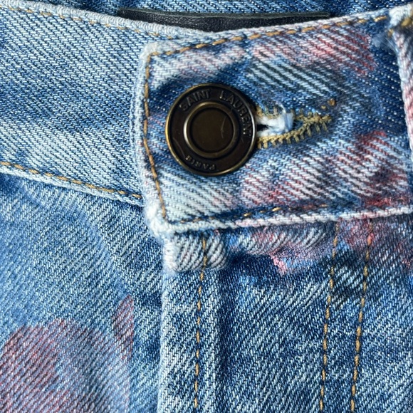 SAINT LAURENT High Rise Skinny Tight Slim Faded Flower Print Jeans Size‎ 24 - Picture 4 of 9